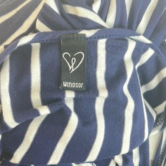 Womens Windsor Navy And White Striped Maxi Dress Size Small Cut Out Back Summer - Picture 9 of 10